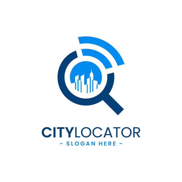 City locator logo design template. Creative gps map point location symbol concept.