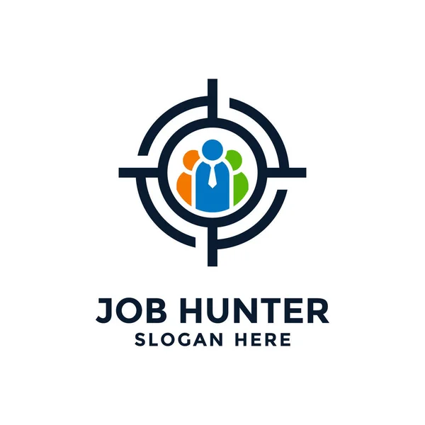 Job Hunter Logo Ontwerp Sjabloon Creatief Concept Van Het Vinden — Stockvector