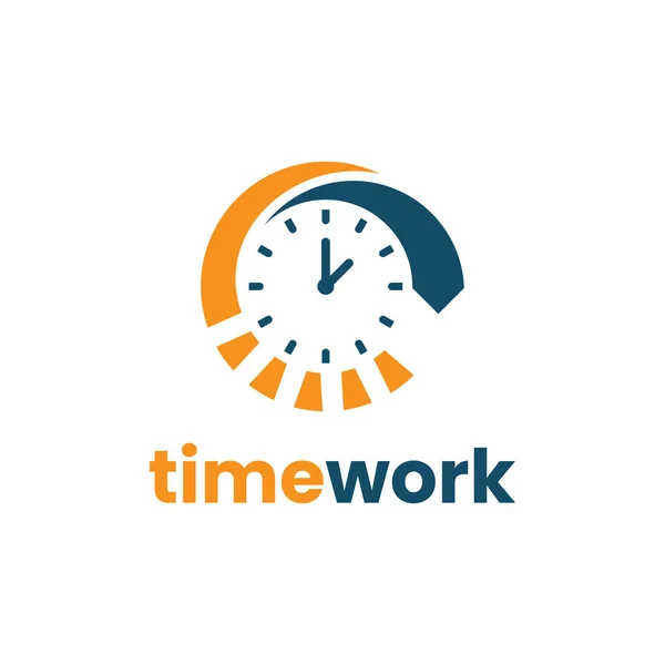タイムワークロゴデザインテンプレート 成功した時間管理アイコンのベクトル図 ネクタイと時間の形の組み合わせの概念と — ストックベクタ