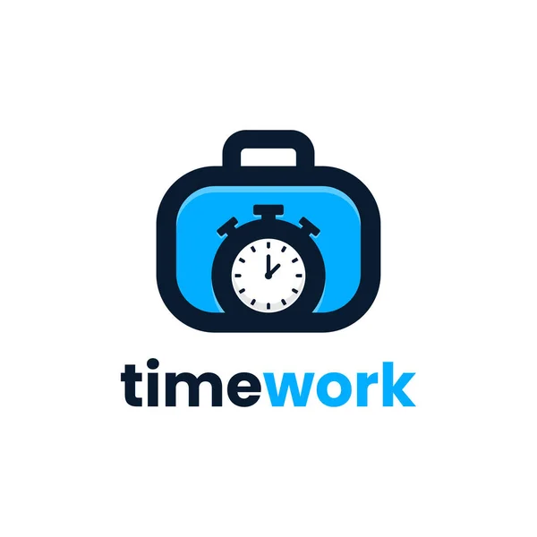 时间工作标志设计模板 成功时间管理图标矢量说明 手提箱和时间形状组合的概念 — 图库矢量图片
