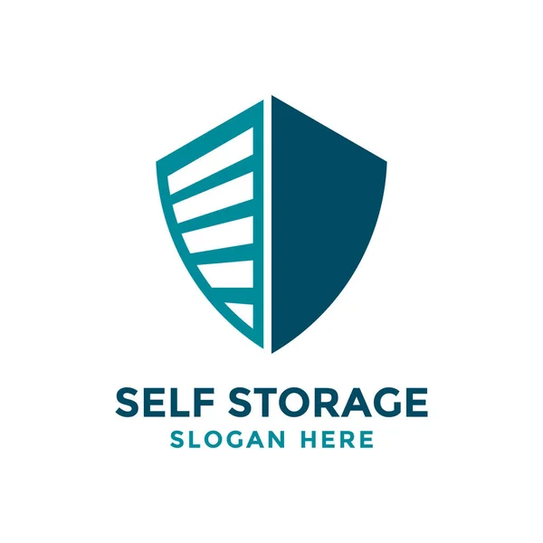 Plantilla Diseño Logotipo Self Storage Almacenamiento Seguro Vector Ilustración Garaje — Vector de stock