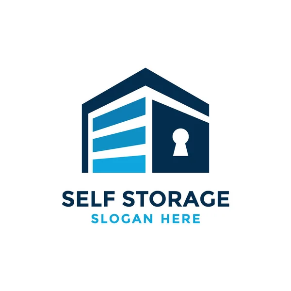 Plantilla Diseño Logotipo Self Storage Almacenamiento Seguro Vector Ilustración Garaje — Vector de stock