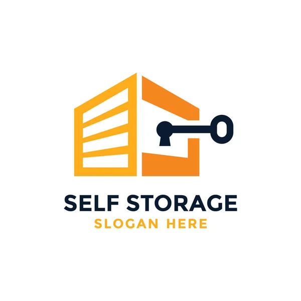 Plantilla Diseño Logotipo Self Storage Almacenamiento Seguro Vector Ilustración Garaje — Archivo Imágenes Vectoriales