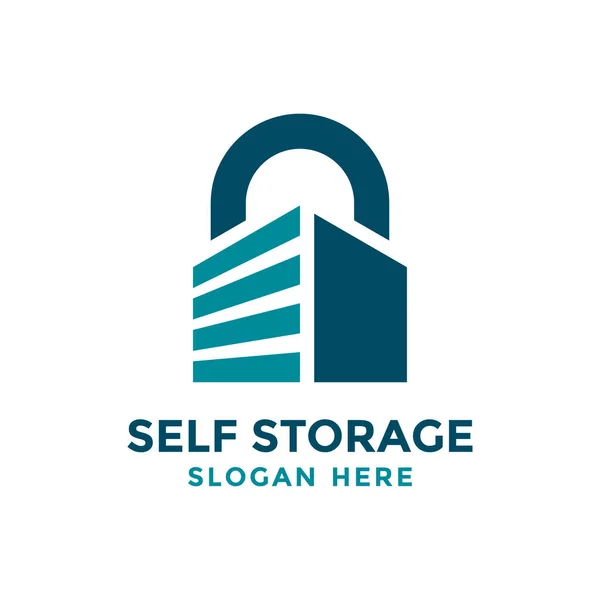 Plantilla Diseño Logotipo Self Storage Almacenamiento Seguro Vector Ilustración Garaje — Vector de stock