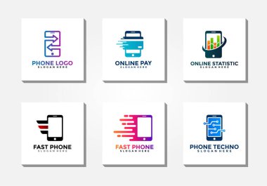 Cep telefonu logosu koleksiyonu. Akıllı telefon logo vektörü kavramı.
