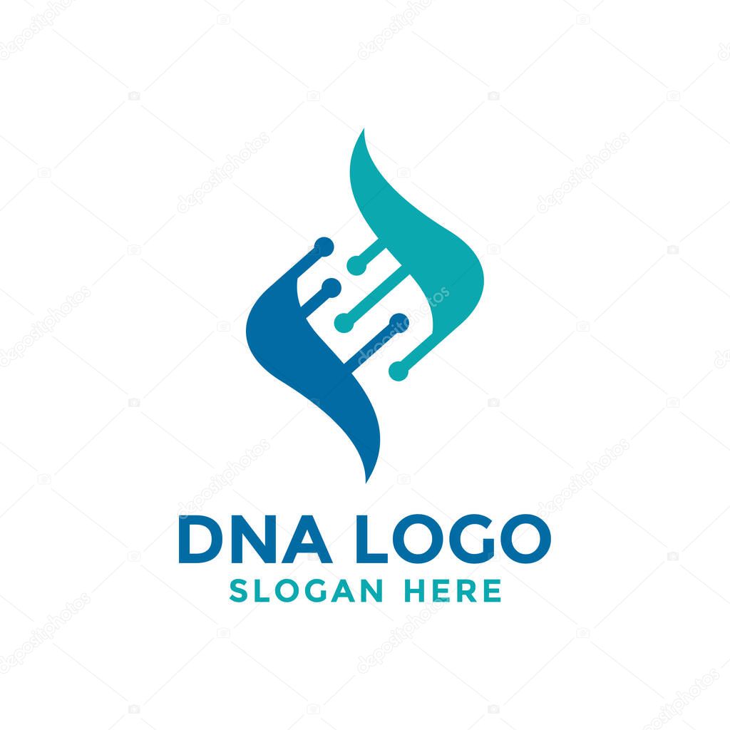 DNA logo template design. Genetics logo vector.