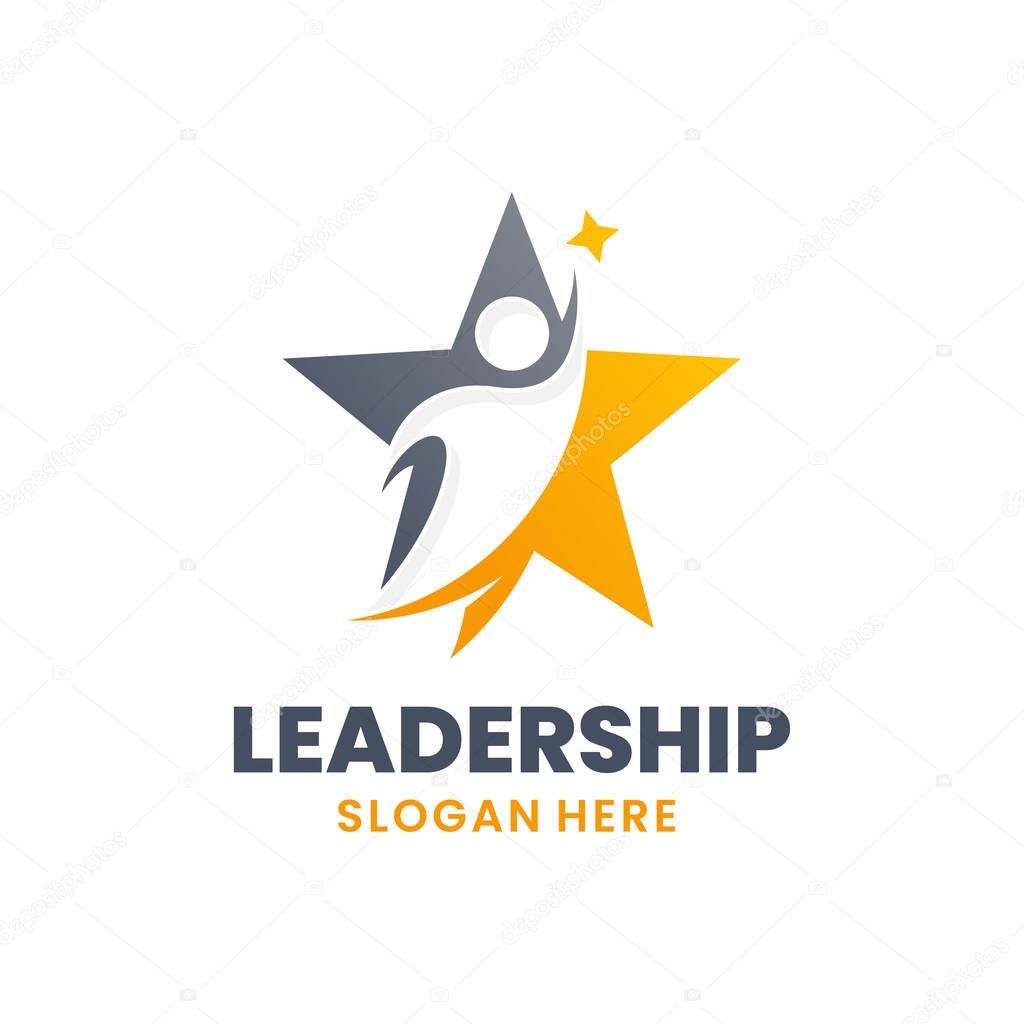 Star success people logo template design. Growth and leadership logo concept.