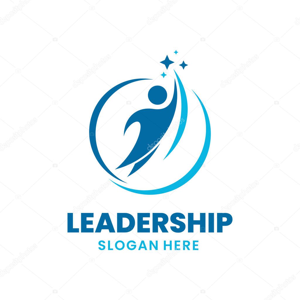 Success people logo template design. Leadership logo concept. Healthy life vector illustration.