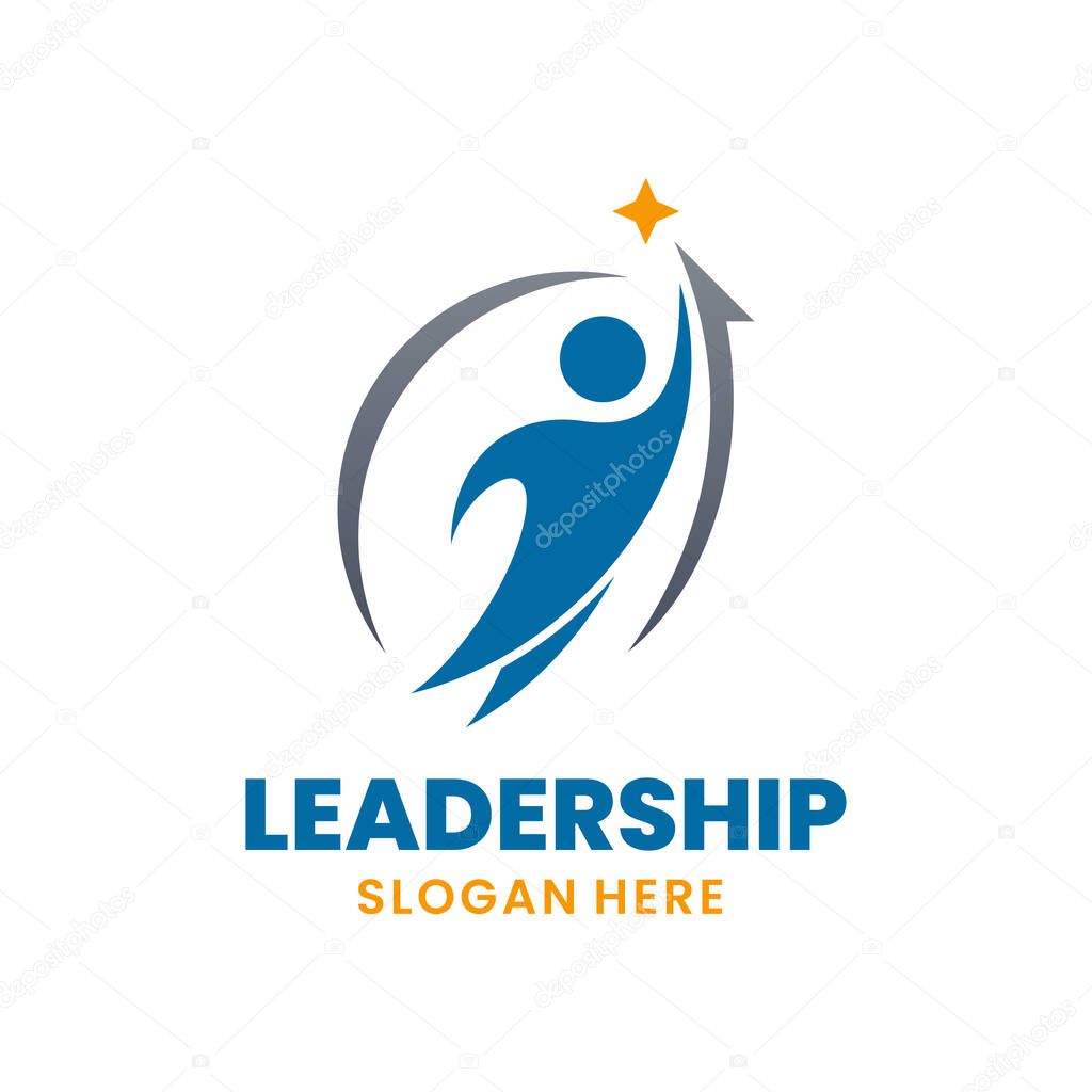 Success people logo template design. Leadership logo concept. Healthy life vector illustration.