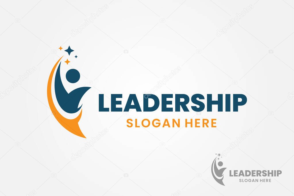 Success people logo template design. Leadership logo concept. Healthy life vector illustration.