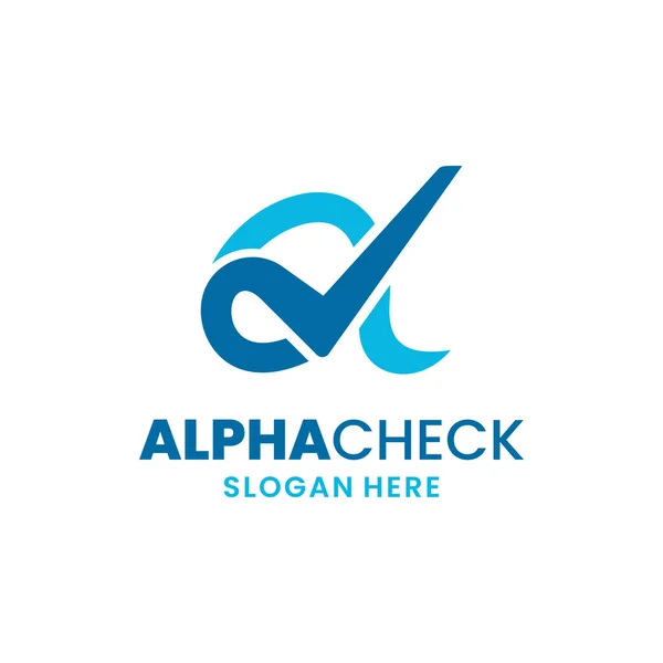 Alpha Kontrollera Logotyp Mall Design Kreativa Grekiska Bokstäver Emblem — Stock vektor