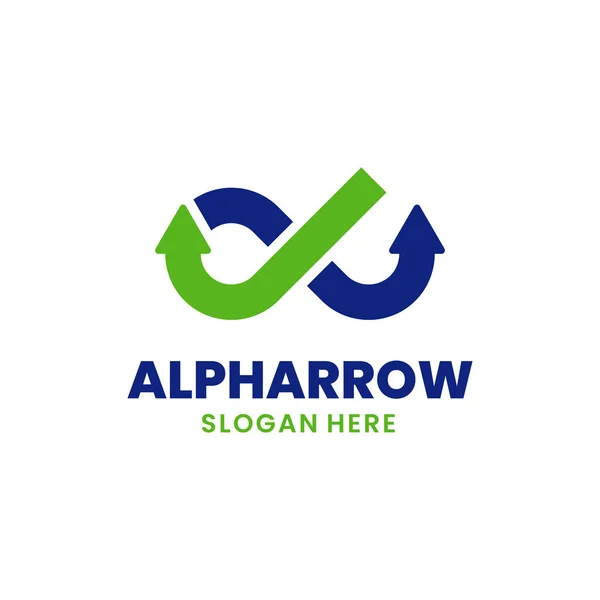 Alpha Arrow Logo Şablonu Tasarımı Yaratıcı Büyüme Logosu Finans Kavramı — Stok Vektör