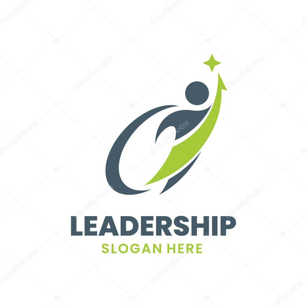 Success people logo template design. Leadership logo concept. Healthy life vector illustration.