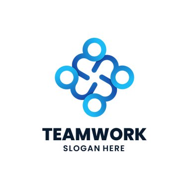 Takım çalışması Logo Şablonu Tasarımı. Yaratıcı sosyal insanlar logosu, bağlantı, ortaklık, birlik vs..
