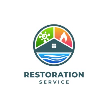 Bina Restorasyon Hizmetleri Logo Şablonu Tasarımı. Vektör illüstrasyonu