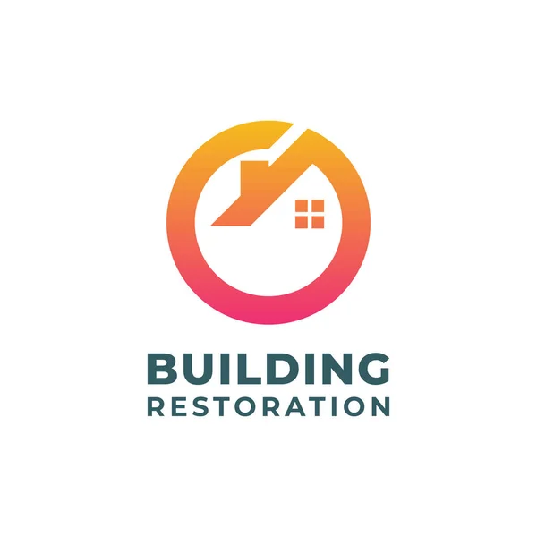 Diseño Plantilla Logotipo Restauración Edificios Inicio Recuperación Logo Vector — Vector de stock