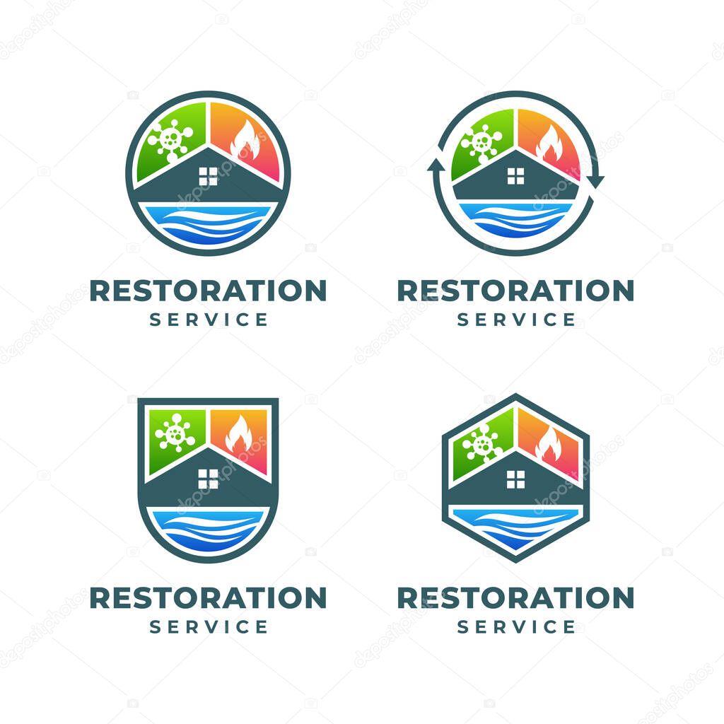 Set of Building Restoration Services Logo Template Design. Vector illustration