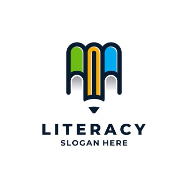 Edebiyat Logosu Şablon Tasarımı. Vektör illüstrasyonu