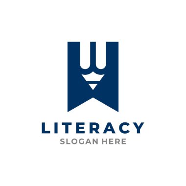 Edebiyat Logosu Şablon Tasarımı. Vektör illüstrasyonu