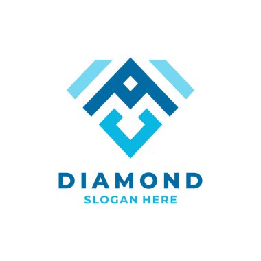 Elmas Logo Şablonu Tasarımı. Vektör illüstrasyonu