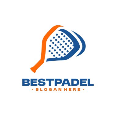 Padel spor logo tasarım şablonu. Padel tenis kortu, spor eğitimi, turnuva vesaire konsepti. Yaratıcı vektör sembolü Padel raketi.