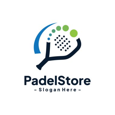 Padel spor logo tasarım şablonu. Padel tenis kortu, spor eğitimi, turnuva vesaire konsepti. Yaratıcı vektör sembolü Padel raketi.