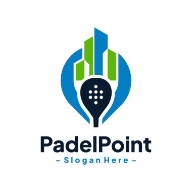 Logo desenli haraç. Padel spor müsabakası yer göstergesi. Beyaz arkaplanda izole vektör simgesi.