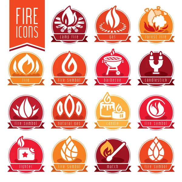 Conjunto de icono de fuego — Vector de stock