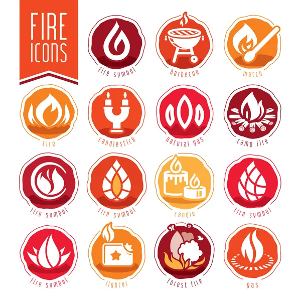 Fire icon set — Stock Vector