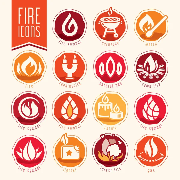 Conjunto de ícone de fogo — Vetor de Stock