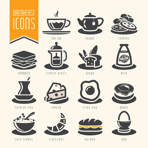 Icono de desayuno conjunto — Vector de stock