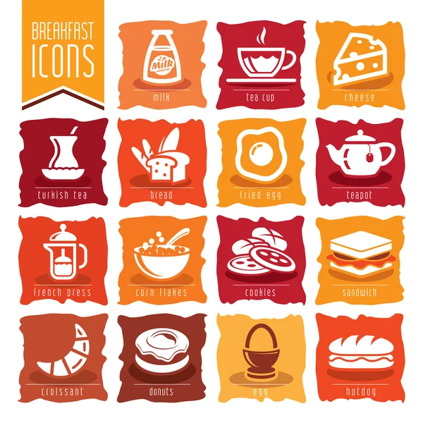 Icono de desayuno conjunto — Vector de stock