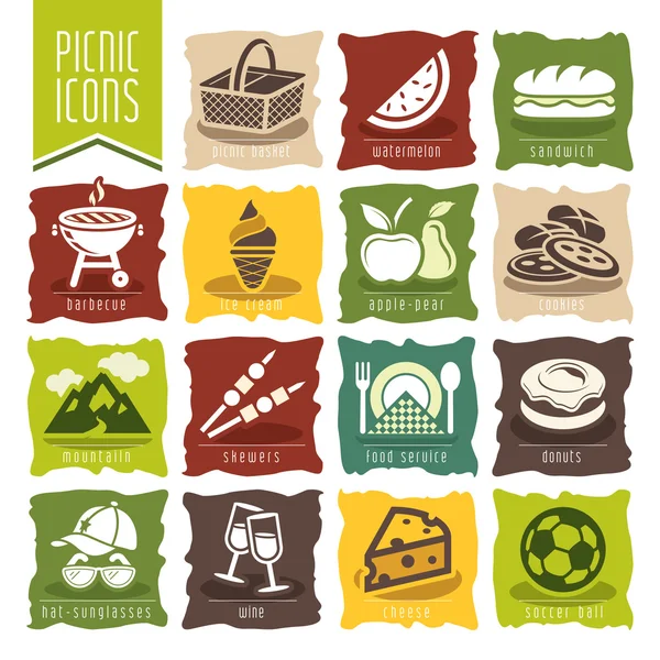 Set di icone da picnic — Vettoriale Stock