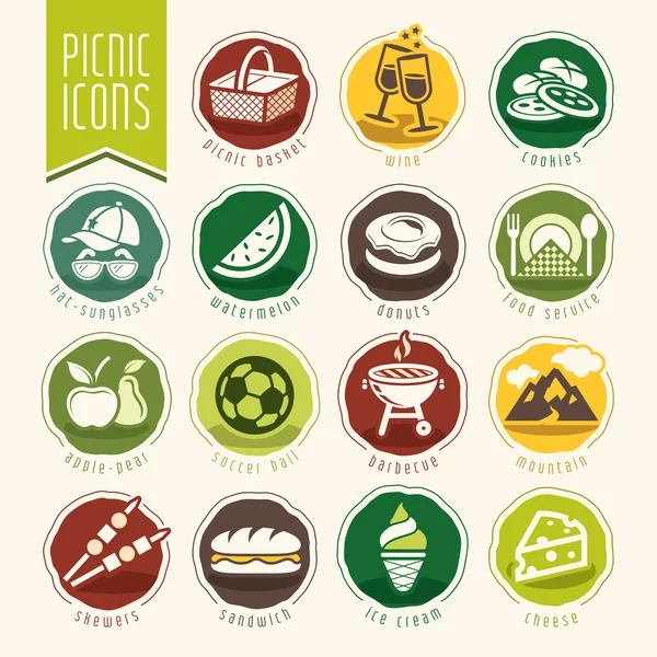 Picnic icono conjunto — Vector de stock