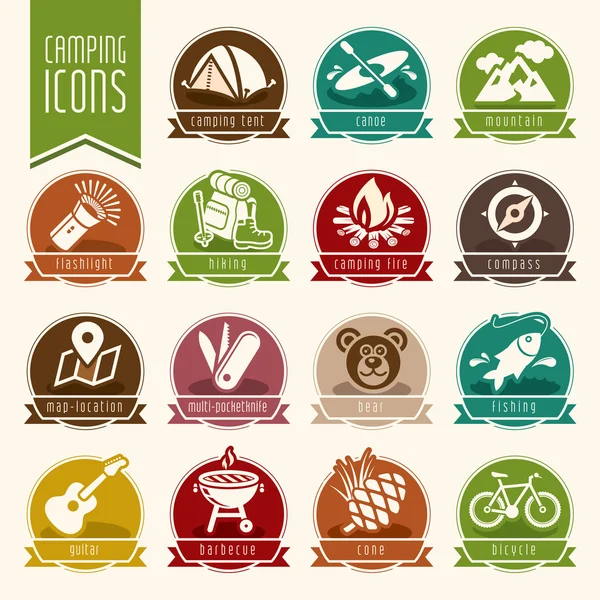 Summer camping icon set — Stock Vector