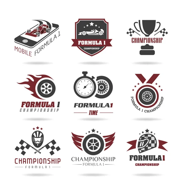 Formel 1 Symbolset, Sportsymbole und Aufkleber - 2 — Stockvektor