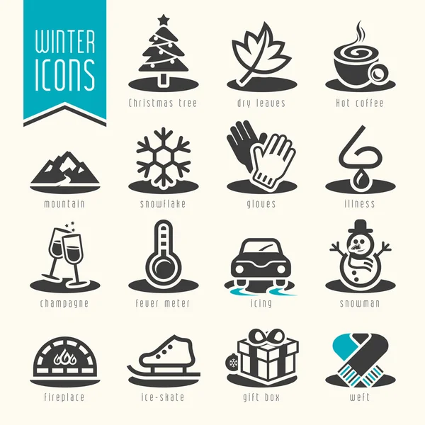 Set di icone invernali — Vettoriale Stock