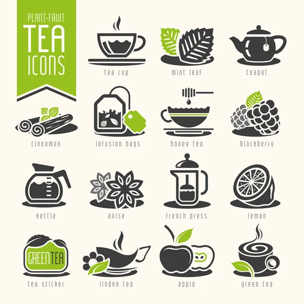 Icono de té conjunto — Vector de stock