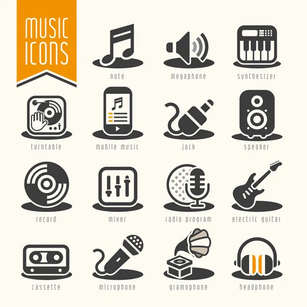 Conjunto de icono de música — Vector de stock