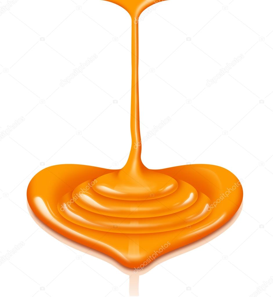 Caramel heart-shaped flow with clipping path