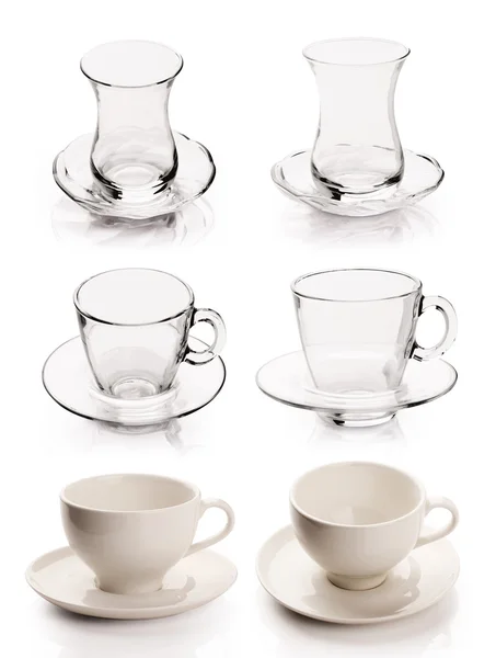 Tea - coffee cup set with clipping path — Stock Photo, Image