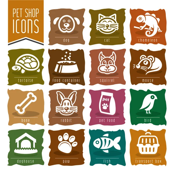 Conjunto de iconos de mascotas, veterinaria y tienda de mascotas - 2 — Vector de stock