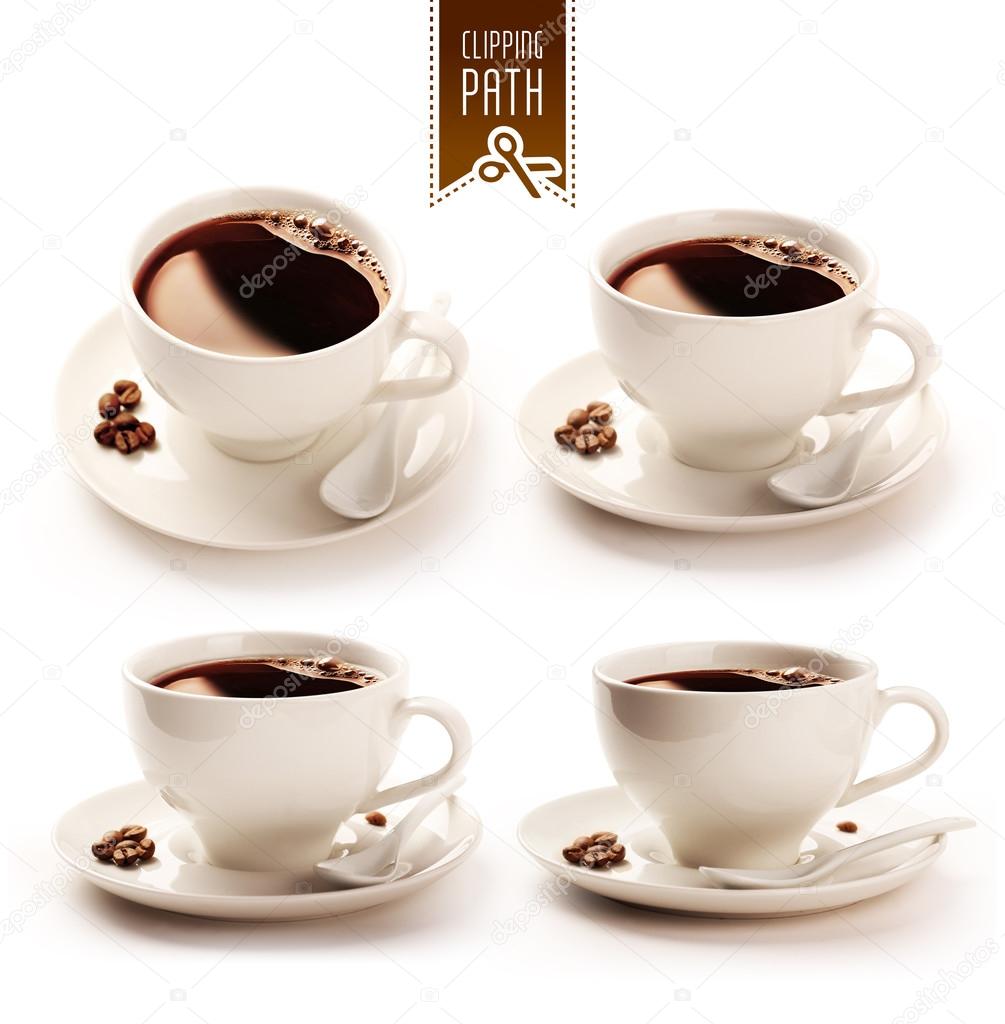 Coffee cup set with clipping path