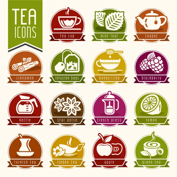 Icono de té conjunto — Vector de stock