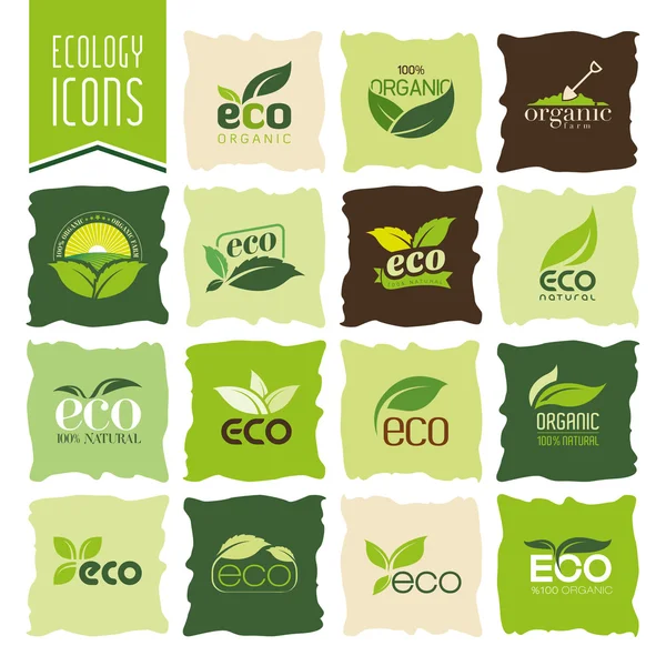 Ecologia, conjunto de ícones orgânicos. Eco-ícones — Vetor de Stock