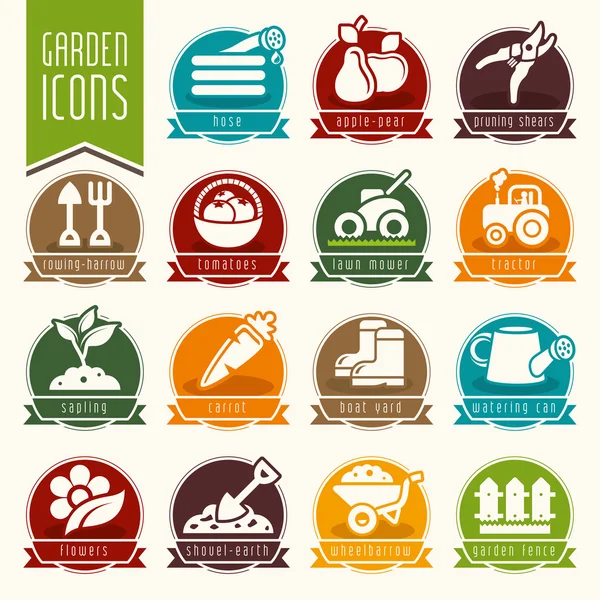 Garten - Bauernhof Icon Set — Stockvektor