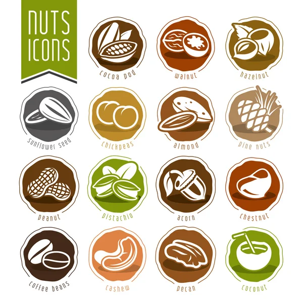 Nuts icon set — Stock Vector