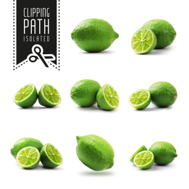 Isolated lime set with clipping path clipart