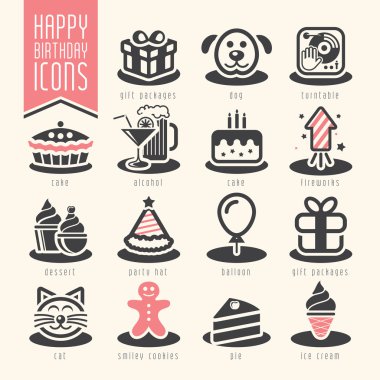 Mutlu yıllar simgesi seti