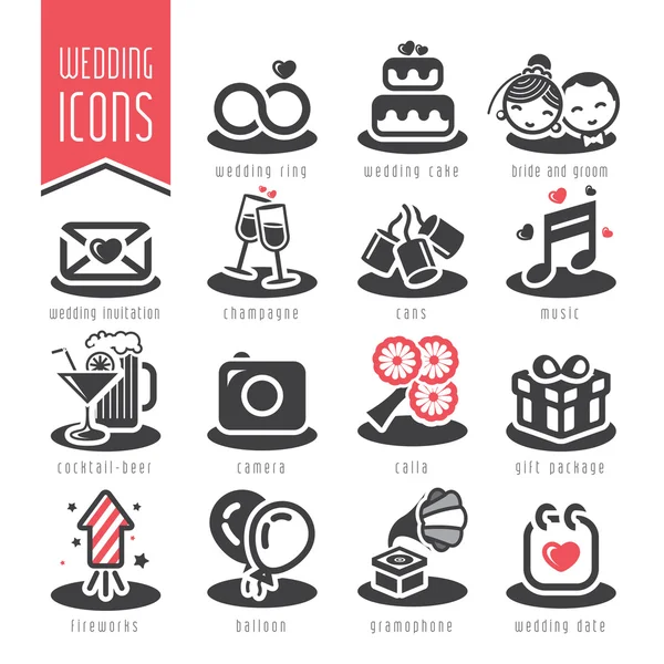 Conjunto de icono de boda. — Vector de stock